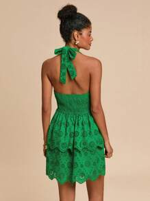 Travachic 女士节日扎染刺绣荷叶边下摆挂脖连衣裙，秋季女装，秋装，女士秋季连衣裙，女士秋季服装