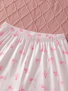 3 pièces/set Top de débardeur et short ou pantalon imprimé papillon minimaliste pour fille ado, ensemble de pyjama casual - Rose bonbon - Voir 4