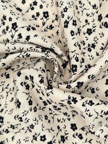 SHEIN 孕妇度假拼布碎花圆领无袖连衣裙 - 卡其色 - 查看 8