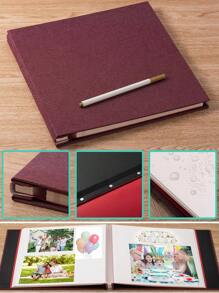 SHEIN DIY 相册，带自粘磁性剪贴簿相册，不同尺寸（3x5、4x6、5x7、6x8、8x10、8.5x11、11x10.6 英寸），40 页亚麻封面相册，带金属笔和 DIY 配件，适合返校 - 紫色 - 查看 6