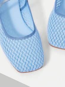 MOTF PREMIUM 2024 NEW SQUARE POINTED TOE LOW HEEL FLAT SANDALS, SUMMER - Baby Blue - View 5