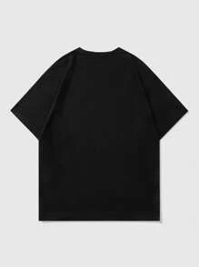 ROMWE MEN Street Life Camiseta de manga corta unisex estilo gótico estadounidense con diseño de patrón de de pentágono y cruz, para rave