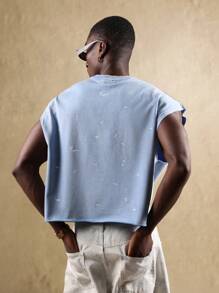 Sumwon Studios 无袖健身背心 夏季街头风宽松棉质平纹针织背心 健身房健身背心 - 藍色 - 查看 3