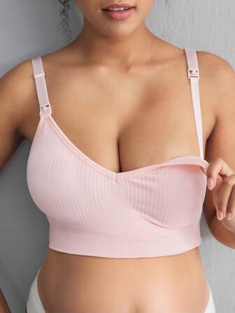 Moonlight & Mama Maternity Solid Color High Rise Spaghetti Strap Bra Top