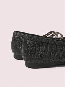 CUCCOO DOLLMOD Chaussures de mode uniques tissées à la main pour femmes, nouveaux design de ballerines à double bride - Noir - Voir 8