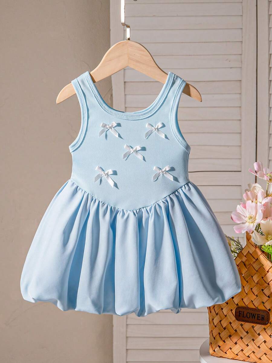 SHEIN Playful Pals Váy chữ A công chúa ballet mới cho bé gái mùa hè màu đen họa tiết bướm xếp nếp cổ điển
