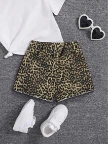 Quần short denim họa tiết đồ họa rách rưới cạp chun cho bé gái tuổi teen, mẫu mới mùa hè 2025, thích hợp mặc hàng ngày - Nhiều màu - Xem 2