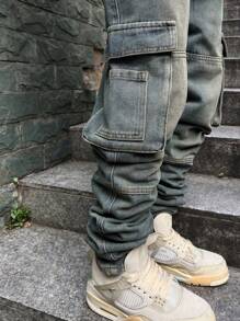 Manfinity LEGND Quần Jeans Denim Rộng Thùng Thình Thường Ngày Cho Nam Size Lớn - Rửa nhẹ - Xem 6