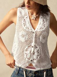Bohemela Top tricoté au crochet pour femme, à la mode pour l'été