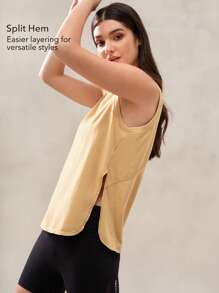 OutZeal Damski, oddychający, miękki, z rozcięciem u dołu, sportowy top na siłownię, do codziennego treningu