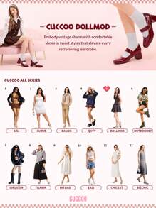 CUCCOO DOLLMOD Zapatos planos de estilo "Mary Jane" de mujer de moda con decoración de hebilla, punta cuadrada, color burdeos, ideales para el Día de San Valentín, vacaciones de verano, vuelta al cole, estudiantes universitarios y Navidad/Otoño BURDEOS "Mary Jane" Año Nuevo