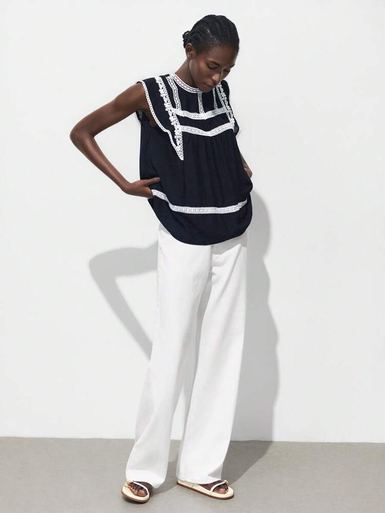 SHEIN Maija Blouse longue à manches longues, à volants et à nœud devant, style bohème vacances MAIJA