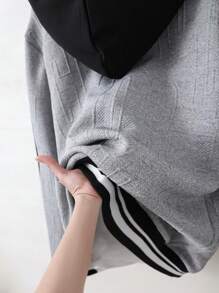 Chaqueta de estilo casual con textura, estampado de letras y gráficos, y aplicaciones, adecuada para adolescentes varones en uso diario y salidas en otoño/invierno - Multicolor - Ver 8