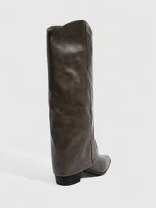 Daringsoles 女式秋季复古筒靴法式踝靴百搭西部牛仔靴短款小号长靴 - 卡其色 - 查看 3