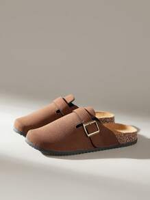 Solecia Women's Fashion Thick Sole Slippers, Square Buckle Design Matched With Ladies Shoes