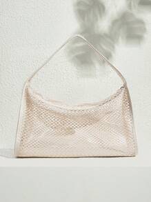 SHECARRY Bolso de hombro de unicolor, simplista y práctico, multifunción para mujer - Beis - Ver 6