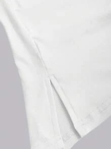 Sweetra Casual Summer Solid Color Asymmetric Short Sleeve T-Shirt