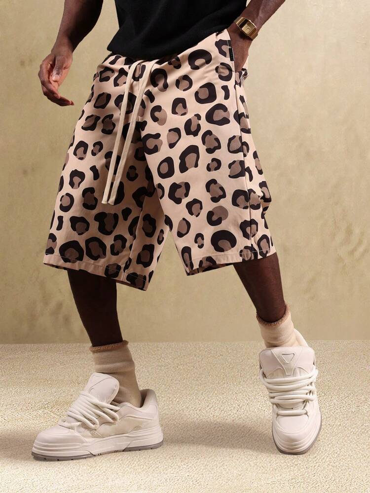 Leopard Print Streetwear Cargo Shorts