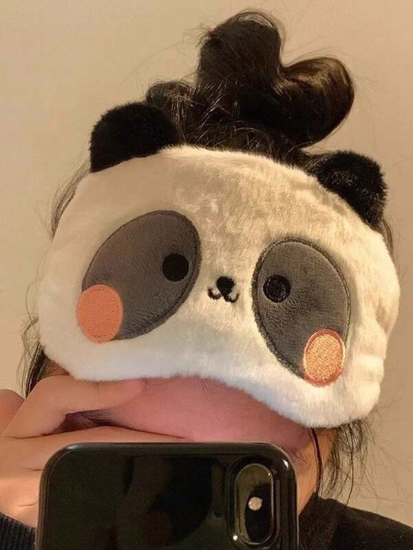 SHEIN 1 pieza Máscara para dormir con ojos de panda, antifaz ajustable y transpirable para insomnio, viajes y relajación, terapia con calor y frío, antiojeras para dormitorio, viajes, oficina y escuela