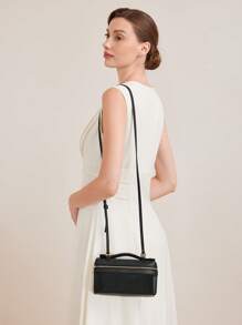 MOTF PREMIUM 女士休闲简约百搭通勤拉链单肩包 - 黑色 - 查看 3