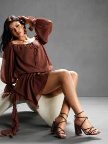 CUCCOO SZL Fashion Women's Adjustable Buckle Design Chunky Heel Strap Sandals For Christmas