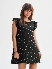 SHEIN LUNE 印花荷葉邊連衣裙