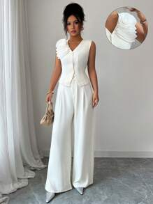 Modelyn 法式优雅奢华束腰女士套装 - 杏色 - 查看 4