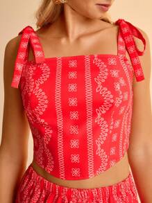 CAJUNI 女式夏季波西米亚度假休闲沙滩露背扎染印花吊带背心 - 彩色 - 查看 4