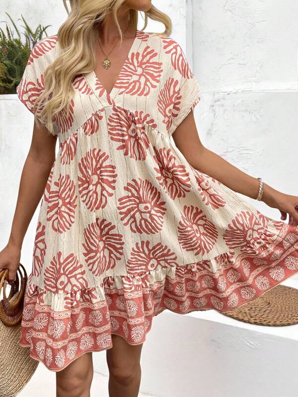 SHEIN LUNE Vestido entallado casual de mujer con estampado de muñeca