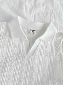 SHEIN Vintaside Kids Baby Boy Summer Versatile Casual Lapel Short Sleeve Simple Top Paired With Fashionable Washed Denim Pants Set, Suitable For Daily Wear, Family Camping, Dining Or Shopping - White - View 6