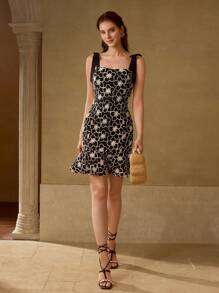 MOTF PREMIUM EMBROIDERY SLIM FIT ZIPPER DRESS
