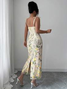 Selianne 女士浪漫夏日网眼刺绣高端露肩连衣裙