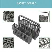SHEIN 1 Cesta para cubiertos, Canasta de repuesto para cubiertos del lavavajillas universal de varios tamaños, Organizador 2 en 1 para utensilios y cubiertos, Compatible con varios modelos y tamaños de lavavajillas como Bosch, Kitchenaid, Frigidaire, GE - Gris - Ver 15