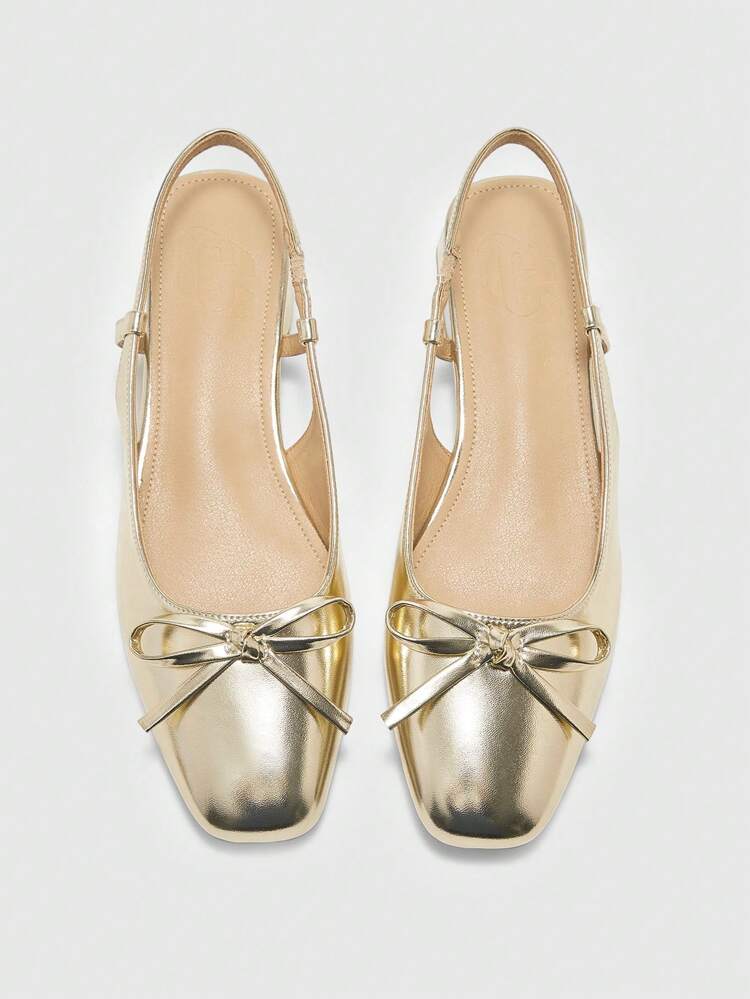 CUCCOO BIZCHIC Women Gold Basis Commuting Versatile Flat Shoes For Christmas Spring Shoes