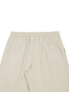 Manfinity Homme Men's Solid Color Drawstring Waist Pocket Straight Loose Casual Pants - Beige - View 7