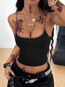 Coolane Standard Women's Summer Leopard Print Patchwork Slim Fit Camisole Y2k - Multicolor - View 5