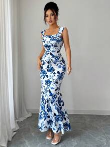 Elenzga A Sleeveless Long Dress For An Elegant Summer Vacation For Ladies - Blue - View 4
