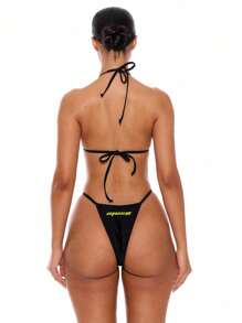 Musera Resort Metal Hardware Detail Sexy Club Bikini Bottoms Only For Summer Spring Holiday Vacation Ibiza Beachwear Festival Rave Nanoscopic Techno Black - Black - View 3