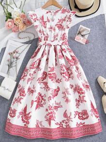 Tween-Mädchen Urlaubskleid mit Blumenmuster - Verschiedenfarbig - Übersicht 2