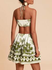 Travachic 度假春夏编织花卉印花腰部镂空吊带女式短裙 - 彩色 - 查看 2