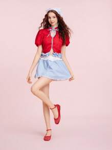 CUCCOO DOLLMOD Comfortable Square Toe Loafer Shoes With Leopard Print, Mesh Fabric & Bow Decor, Slip-On Design Women Flat Shoes For And Vibe And Spring Shoes Spring Break Easter For Christmas - Red - View 2