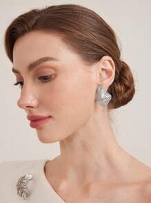 MOTF PREMIUM 1 CẶP HOA TAI BẠC DẤU VÂN TAY THỜI TRANG - Bạc - Xem 5