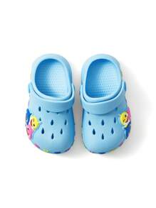 BABY SHARK X SHEIN Cute Cartoon Ocean Fish Design Toddler/Kids Blue EVA Mesh Breathable Lightweight Non-Slip Sandals, Suitable For Indoor & Outdoor, Unisex For Boys & Girls