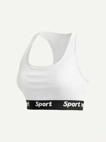 Easithlete Women Letter Pattern Everyday Sports Bra - White - View 4