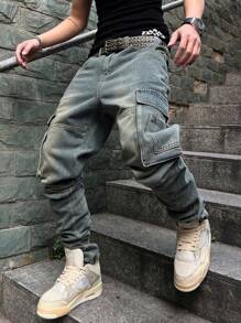 Manfinity LEGND Quần Jeans Denim Rộng Thùng Thình Thường Ngày Cho Nam Size Lớn - Rửa nhẹ - Xem 7