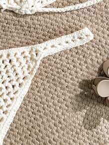 Soleia 全新贝壳风格针织比基尼套装，适合节日、钩针编织、可爱、卡哇伊露肩圣诞节上衣，适合学校返校服装，女士返校秋季服装，哥特女装，俱乐部服装，女士性感万圣节服装，俱乐部连衣裙，外出服装，音乐会服装，乡村音乐会服装 - 杏色 - 查看 4