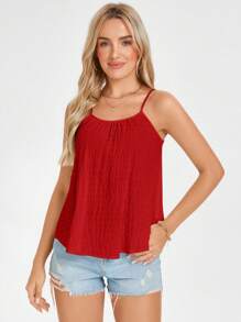 SHEIN LUNE Của phụ nữ Lay động Cami ngọn Cho mùa hè Kỳ nghỉ - Đỏ - Xem 5