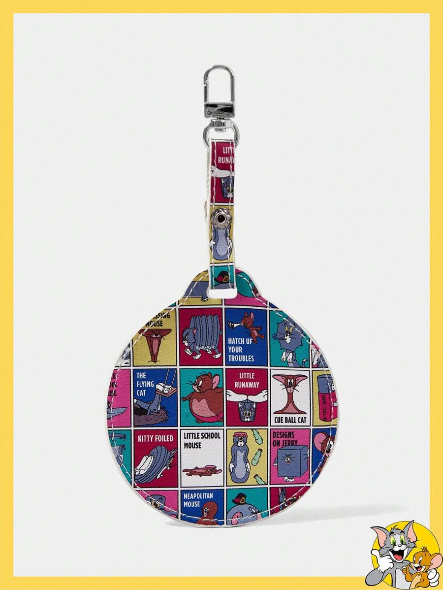 TOM & JERRY X SHEIN Insignia redonda con combinación de cuadros de colores - Rojo - Ver 1