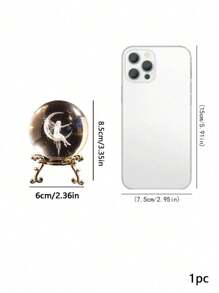 SHEIN قطعة واحدة كرة بلورية وحامل قمر ساحر، تمثال قمر ساحر منقوش ليزري ثلاثي الأبعاد، ديكور منزلي، ديكورات عيد الميلاد، ديكور منزلي، هدية زينة - متعدد الألوان - مشاهدة 6