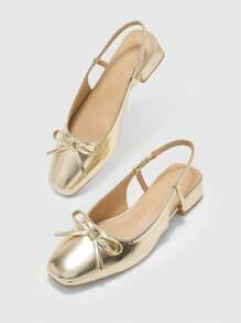 CUCCOO BIZCHIC Women Gold Basis Commuting Versatile Flat Shoes For Christmas - Gold - View 6